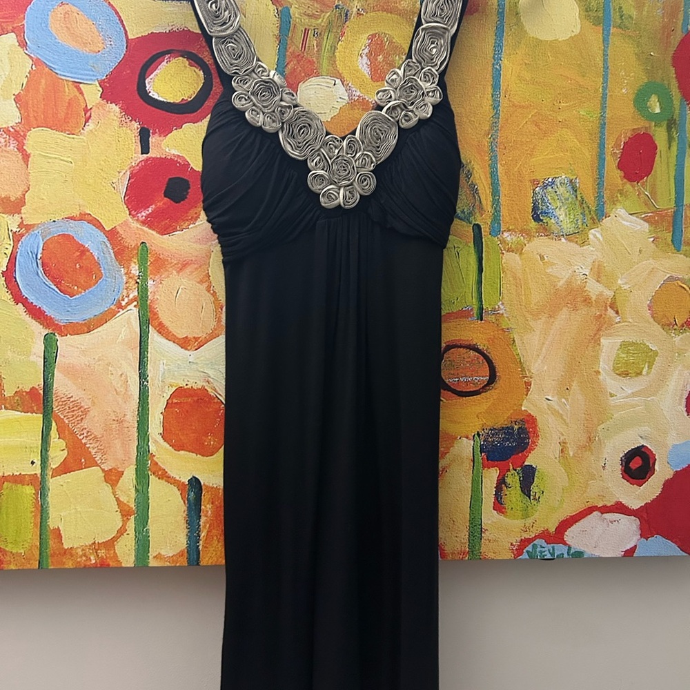 Elegant Black Dress with rose Embellishments